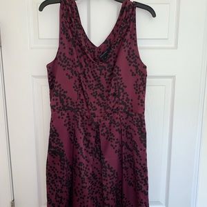 BR Maroon with Black Dot Pattern Silk Dress